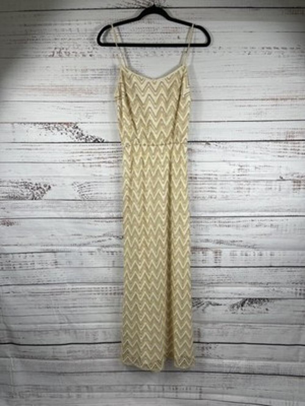 Lilly Pulitzer Dress Womens Small Gold Chevron Lace Scoop Neck Slip Maxi Formal